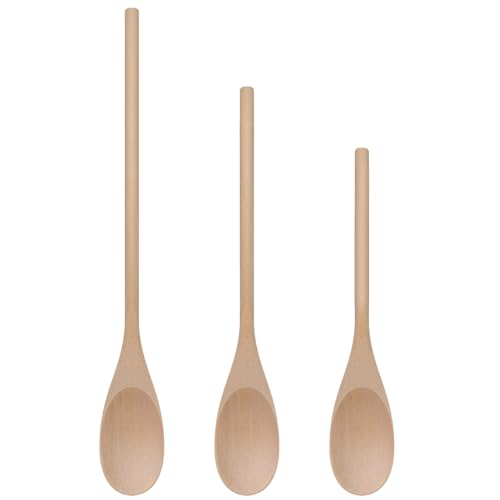 LorisArm 3PC Wooden Spoon for Cooking, Long handle 12" 10" 8" Wood Serving Spoons Set for Mixing Stirring Tasting, Maple Wood Nonstick Kitchen Utensils.