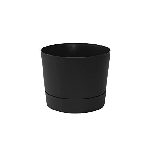 Root & Vessel Majestic Mid-Century Modern Low Profile Cylinder Pot, Matte Black, 8.5" - color: Matte Black, size: 8.5-Inch