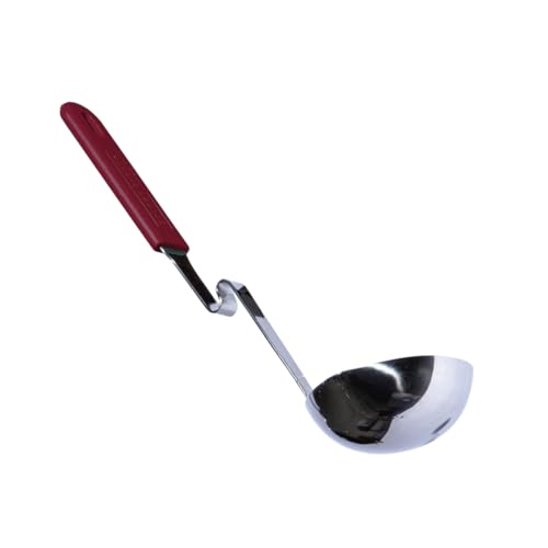 Souper Cubes Soup Ladle Stainless Steel with Patented Pot Hook, Cranberry | Durable Stainless Steel Ladle Hooks to Your Pot to Help Prevent Drips and Keep Counters and Stovetop Clean - color: Cranberry, size: Ladle 1-Pack