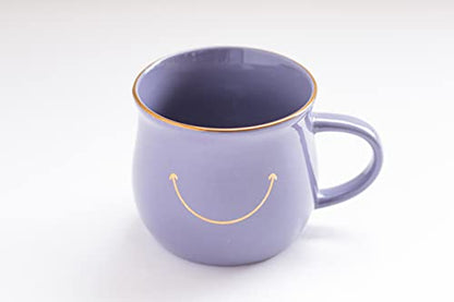 Elegant Gold-Accented Smiley Face Ceramic Mug - 13 Oz, Unique & Thoughtful Gift for Coffee Lovers, Eco-Friendly, Durable - Ideal for Home or Office - color: Gray