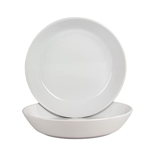 Double Line 9.5"/36 oz Dinner Bowl, Set of 2, White - color: White, size: Dinner Bowl