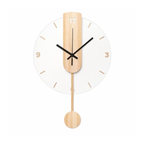 Qianly Wall Clock Silent Minimalist Hanging Timepiece Wooden Modern Finish Quiet Movement Acrylic Decor Suitable for Family Gatherings Office Living Room, S