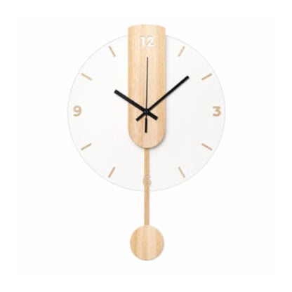 Qianly Wall Clock Silent Minimalist Hanging Timepiece Wooden Modern Finish Quiet Movement Acrylic Decor Suitable for Family Gatherings Office Living Room, S
