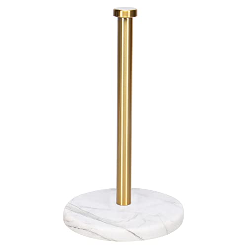 NearMoon Standing Paper Towel Holder, Kitchen Paper Towel Tissue Holder- for Bathroom Kitchen Countertop, Standard or Jumbo-Sized Roll Paper (with Marble Base, Brushed Gold) - color: Brushed Gold