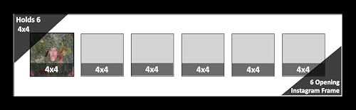 6-2 Row 4x4 Opening Manhattan Black 10x16 Picture Frame Holds 4x4 Photo Collage with White Matting and Glass - color: White, size: 6 4x4 2 Row