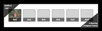 6-2 Row 4x4 Opening Manhattan Black 10x16 Picture Frame Holds 4x4 Photo Collage with White Matting and Glass - color: White, size: 6 4x4 2 Row