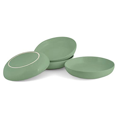 Elanze Designs Bistro Glossy Ceramic 8.5 inch Shallow Pasta Dinner Bowls Set of 4 - Perfect for Everyday uses from Italian Style Pasta to Caesar Salad, and Ramen to Pho, Sage Green - color: Sage Green, style: 8.5 inch Dinner