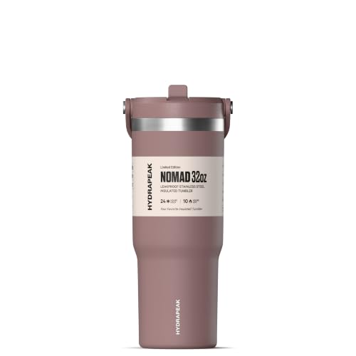Hydrapeak Nomad 32oz Stainless Steel Insulated Travel Tumbler with Handle & Straw Lid, Leakproof, Cupholder Friendly, Back to School, College Dorm, & Everyday Hydration, Cold 24 Hours (Desert Rose) - color: Desert Rose