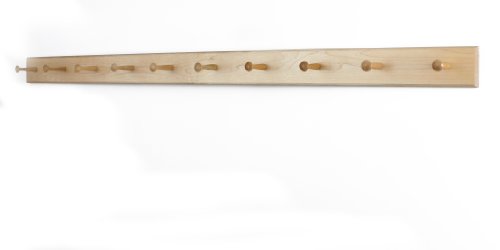 Solid Maple Shaker Peg Rack (Natural, 58" x 3.5" with 10 pegs) - size: 58" x 3.5" with 10 pegs