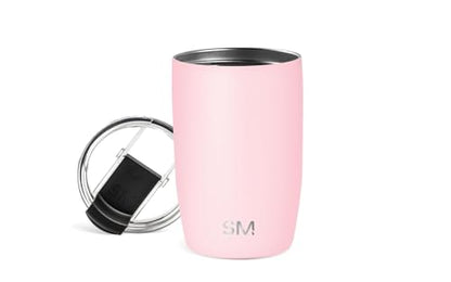Simple Modern Voyager Signature Mug | Travel Coffee Tumbler with 360° Lid and Handle | Ceramic-Lined Insulated Stainless Steel Iced Cold Brew Cup | 12oz, Blush - color: -Blush