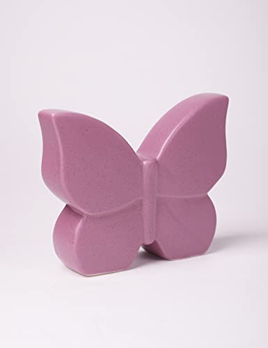Butterfly Statue Decor Animal Figurine Modern Home Decor 6.7 Inch | Purple Ceramic Minimalist Sculpture Handicraft Gift Table Centerpiece Art for Living Room Bedroom Office