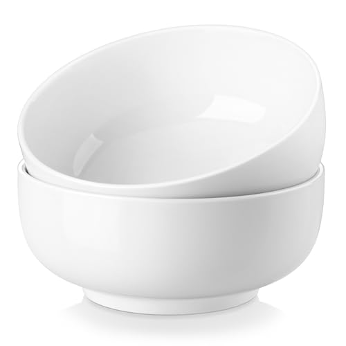 MALACASA Salad Soup Bowls Set of 2, 44 OZ White Ceramic Bowls | Porcelain Bowls for Soup, Cereal, Pasta, Oatmeal, Ramen, Microwave & Dishwasher Safe, Series REGULAR - color: Ivory White, size: 44 OZ (Set of 2)