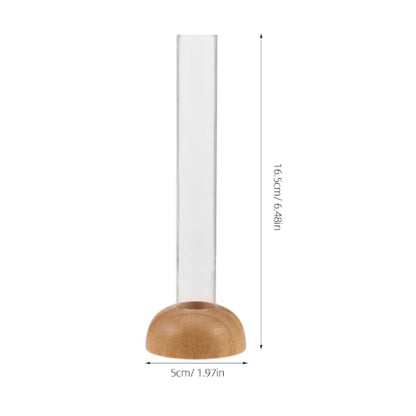 ORFOFE 2pcs Glass Propagation Vases with Wooden Stand for Indoor Plant Cutting, Modern Test Tube Hydroponic Plant Holders, Easy Cleaning Tabletop Containers for Home and Office Décor
