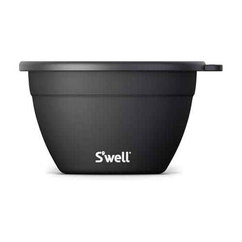 S’well Stainless Steel 64oz Salad Bowl Kit in Onyx, Comes with 2oz Condiment Container and Removable Tray for Organized Serving, Leak-Proof and Dishwasher Safe - color: Onyx, size: 64oz