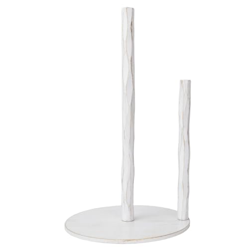 BEGINS Hand-Forged Paper Towel Holder, Kitchen Vintage Black Paper Towel Stand Holder, Heavy Duty Solid Metal Countertop Roll Paper Organizer (White) - color: White