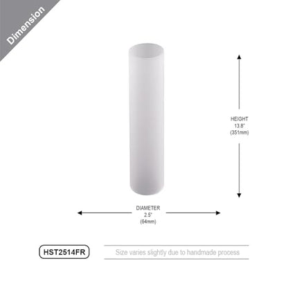 WGVI Hurricane Candle Holder Sleeve, W: 2.5", Ht: 14", Frosted Glass Cylinder Open Both Ends, Chimney Tube Shade, 2 Pieces - color: Frosted, size: 2.5x14"H