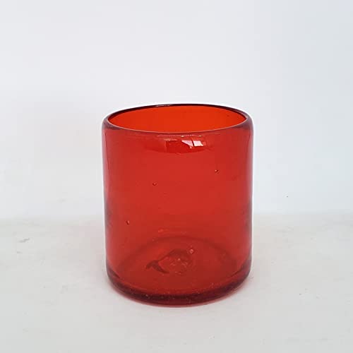 Solid Ruby Red 9 oz Short Tumblers (set of 6), Recycled Glass, Lead-free, Toxin-Free (9oz Tumbler) - color: Red, size: 9 oz
