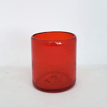 Solid Ruby Red 9 oz Short Tumblers (set of 6), Recycled Glass, Lead-free, Toxin-Free (9oz Tumbler) - color: Red, size: 9 oz