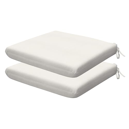 Honeycomb Outdoor Heritage Set of 2 Seat Pads for Patio Furniture, 16 x 16 | Textured Solid Bone Dining Chair Cushions, Water & Fade Resistant, Reversible Design for Indoor/Outdoor Seating - color: Textured Solid Bone, size: 16 x 16