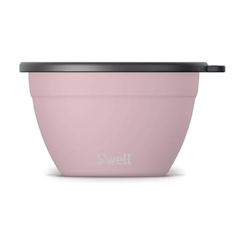 S’well Stainless Steel 64oz Salad Bowl Kit, Pink Topaz Color, Comes with 2oz Mini Canister and Removable Tray for Organization, Leakproof and Dishwasher Safe - color: Pink Topaz, size: 64oz