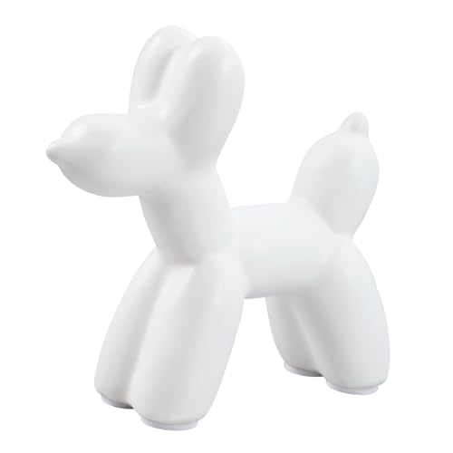 Notakia Cute Ceramics White Balloon Dog Statue Crafts Living Room Desktop Decorations,Handmade Modern Small Ceramic Animal Statue Ornament Home Decor Accents (White, Small) - color: White, size: Small