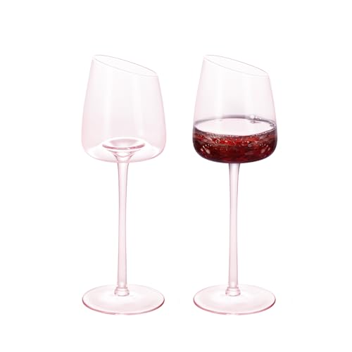 KAMMAK Crystal Red Wine Glasses Set of 2, 9.47 oz Stemmed Glasses, XH018 | Hand Blown, Bordeaux Wine Glasses, Thin Rim & Long Stem, Red & White, Daily Use, Wedding or Birthday Gift for Women - size: 8KPXH018