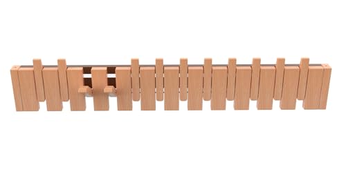 Wall Mounted Piano Key Hanger | Flip Style Hook | Entrance Wall Art Hook, Made of Oak Wood (3 Times Painted, 4 Times Polished) (Beech, 12Hooks) - color: Beech, size: 12Hooks