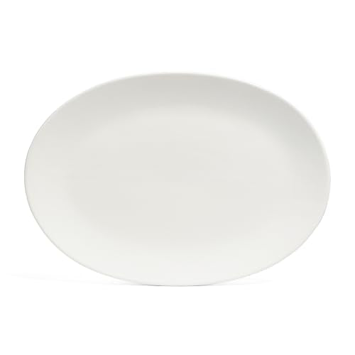 over&back Coupe Stoneware Serving Platter - Elegant 1-Piece Oval Serving Platter to Complete Your Kitchen Set - 16.4" x 11.5" - Semi-Matte White - color: White, size: Oval Platter