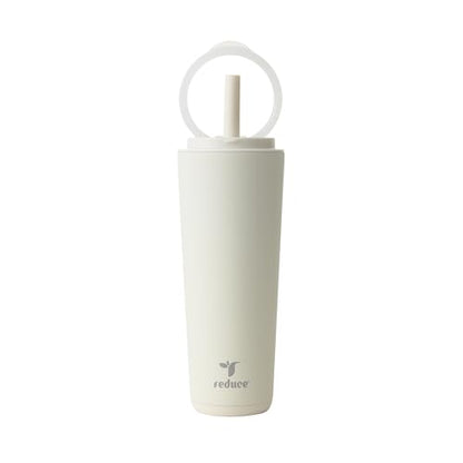 REDUCE Halo 24 oz Stainless Steel Vacuum Insulated Tumbler - Spill Proof Travel Mug with Flip Handle Lid - Keeps Drinks Cold for 32 Hrs - Dishwasher Safe - Cupholder Friendly - Unbleached - color: Unbleached, size: 24 Ounces