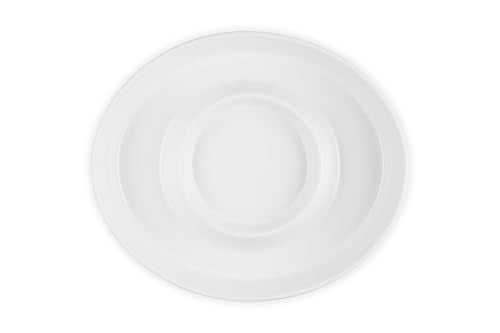 Le Creuset Stoneware Signature Oval Chip and Dip Platter, 13", White - color: White