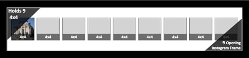 9 4x4 Opening Manhattan Black 8x40 Picture Frame Holds 4x4 photo Collage with White Matting and Glass - color: White, size: 9 4x4
