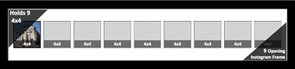 9-3 Row 4x4 Opening Manhattan Black 16x16 Picture Frame Holds 4x4 Photo Collage with White Matting and Glass - color: White, size: 9 4x4 3 Row