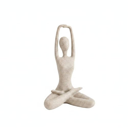 Modern Abstract Resin Human Figure Sculpture, Beige Minimalist Art Statue for Home Office Desk Shelf Decor - size: 8.27 x 3.74 x 11.81 in