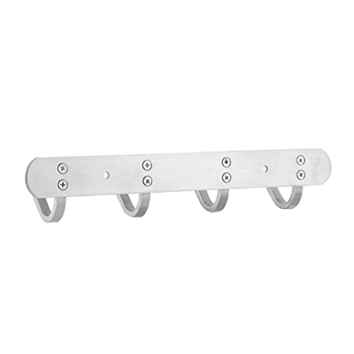 Coat Hook Wall Mount - Towel Hook Rack with 4 Hooks 11-inch Hanger for Hanging Clothes, Bags, Keys, Easy to Install Rail for Bedroom, Bathroom, Entryway, Door, 304 Stainless Steel Brushed Nickel - size: 4S hooks