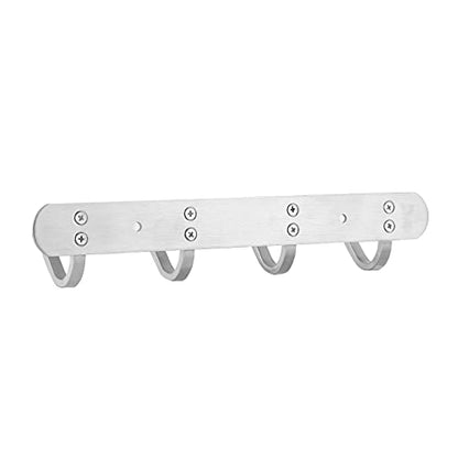 Coat Hook Wall Mount - Towel Hook Rack with 4 Hooks 11-inch Hanger for Hanging Clothes, Bags, Keys, Easy to Install Rail for Bedroom, Bathroom, Entryway, Door, 304 Stainless Steel Brushed Nickel - size: 4S hooks