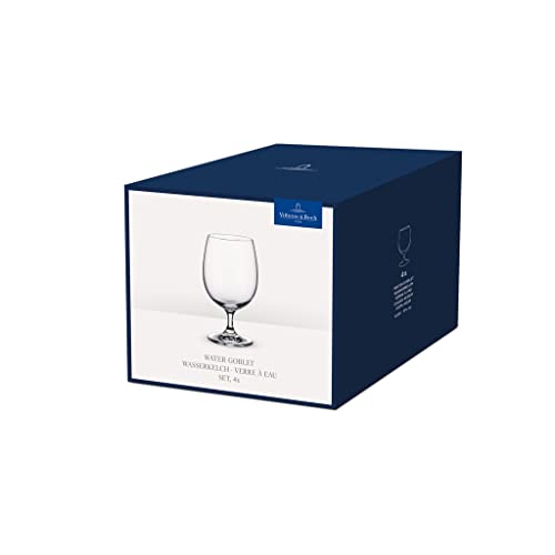 Villeroy & Boch La Divina Collection Water Goblet, Set of 4, Crystal Glass, 11 oz Capacity, Clear | Crystal glass water goblets, made in Europe, dishwasher safe, dress up water service for stylish occasions - style: Water goblet