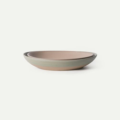 MORA Jumbo and Large Serving Dishes Set of 2, 13 inch and 12 inch Ceramic Pottery Oval Platters - Microwave, Oven and Dishwasher Safe - Thyme & Mushroom - color: Thyme & Mushroom, size: Jumbo & Large