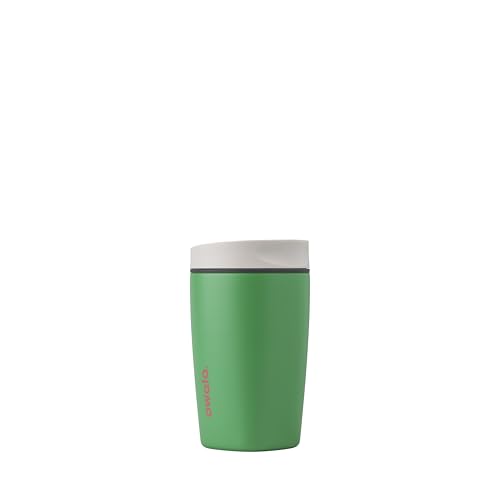 Owala SmoothSip Slider Insulated Stainless Steel Coffee Tumbler, Reusable Iced Coffee Cup, Hot Coffee Travel Mug, BPA Free 12 oz, Grey/Green (Sour Apple) - color: Sour Apple, size: 12 Ounces, style: No Handle