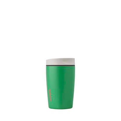 Owala SmoothSip Slider Insulated Stainless Steel Coffee Tumbler, Reusable Iced Coffee Cup, Hot Coffee Travel Mug, BPA Free 12 oz, Grey/Green (Sour Apple) - color: Sour Apple, size: 12 Ounces, style: No Handle