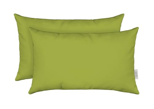 RSH DECOR: Sunbrella Lumbar Throw Pillows Set of 2 | 20" x 12" | Water and Fade-Resistant Performance Fabric | Outdoor Pillow Covers with Down-Alternative Inserts | Canvas Macaw Moss Green - color: Canvas Macaw Moss Green, size: 20" x 12" (Set of 2)