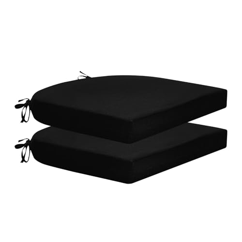 HARBOREST Outdoor Chair Cushions Set of 2, Water Resistant Patio Chair Cushions with Ties, Outdoor Seat Cushions for Patio Furniture, 17"x16"x2", Black - color: Black, size: 17"x16"x2" (2 Pack)