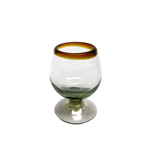 Amber Rim 4 oz Small Cognac Glasses (set of 6), Recycled Glass, Lead-free, Toxin-Free (Small Cognac) - style: 4 oz Small Cognac