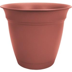 The HC Companies Eclipse Round Planter with Saucer - Outdoor & Indoor Plant Pot with Drainage Holes - Lightweight, UV-Resistant Plastic Pots for Plants, Flowers & Herbs (6" Clay, Pack of 1) - color: Clay, size: 6"
