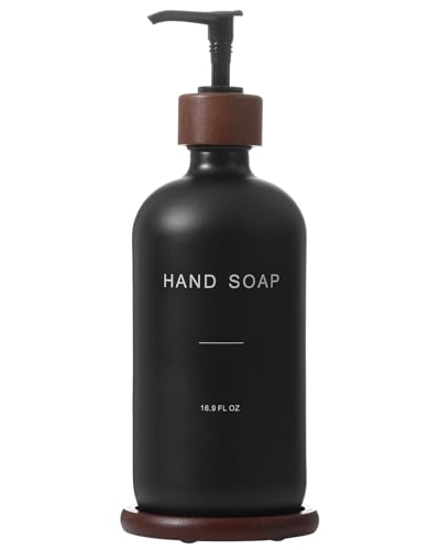 Black Soap Dispenser, Refillable Hand Soap Dispenser | With Tray, Suitable Bathroom Soap Dispenser, Soap Dispenser for Kitchen Sink, Modern Home Decor - color: Black H*1