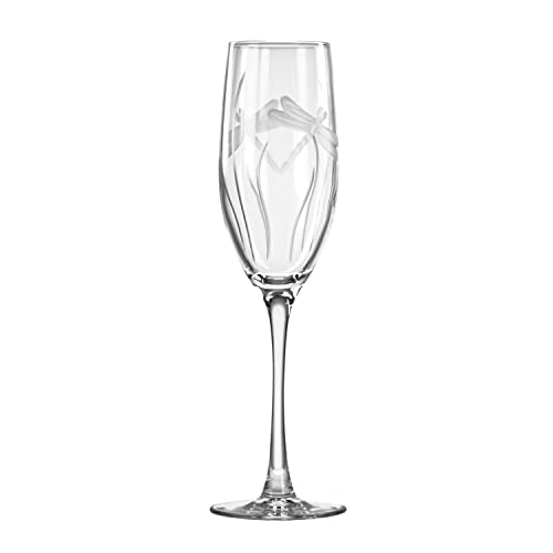 Rolf Glass Dragonfly Champagne Flute Glasses 8 ounce - Toasting Flute Glasses - Lead-Free Glass - Etched Flute Glasses – Proudly Made in the USA (Set of 2) - color: Champagne Flute 2 Set