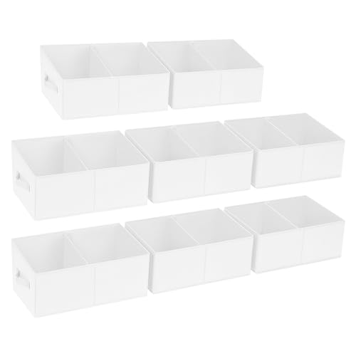 DIMJ Large Closet Shelf Organizer Bins 8 Packs with Handles and Divider, Fabric Trapezoid Storage Baskets, Foldable Clothes Containers Box for Shelf, Towel, Book, Toy, Purse, Hats, White - color: White, size: 8 Bins 16.5"x11"x7.8"