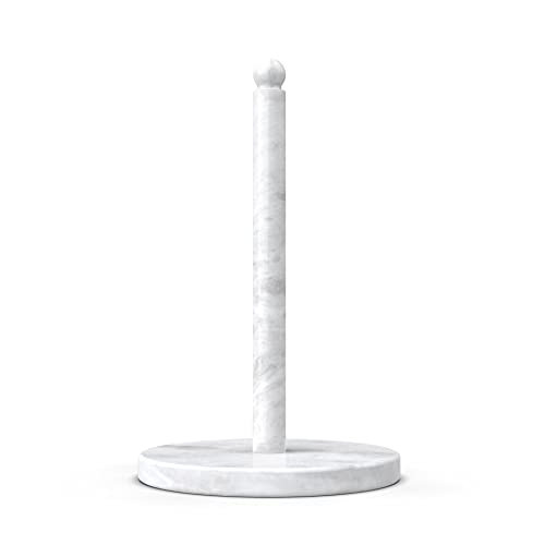 African Natural Marble Paper Towel Holder Countertop, Genuine Stone Paper Towel Holder Stand for Kitchen Storage, for Standard or Jumbo-Sized Rolls(Namib Fantasy) - color: White Marble-namib Fantasy Stone Rod, size: 7" Base