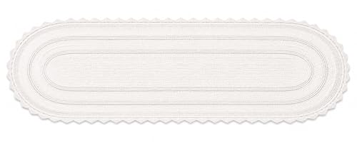 Royal Blaze Crochet Reversible Bath Mat Runner 100% Cotton Bathroom Rug Runner, Extra Large Oval 24×72 Soft White - color: Soft White, size: 24"x72" Oval