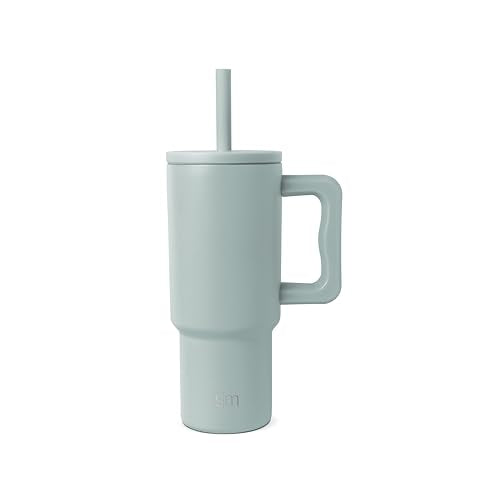 Simple Modern Kids 24 oz Tumbler with Handle and Silicone Straw Lid | Spill Proof and Leak Resistant | Reusable Stainless Steel Bottle | Gift for Kids Boys Girls | Trek Collection | Sea Glass Sage | Trek Kids Water Bottle, Toddler Cup | Insulated Stainles