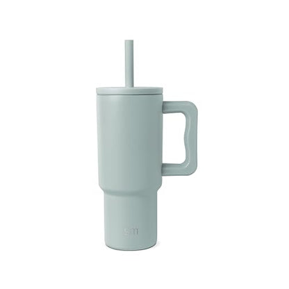 Simple Modern Kids 24 oz Tumbler with Handle and Silicone Straw Lid | Spill Proof and Leak Resistant | Reusable Stainless Steel Bottle | Gift for Kids Boys Girls | Trek Collection | Sea Glass Sage | Trek Kids Water Bottle, Toddler Cup | Insulated Stainles